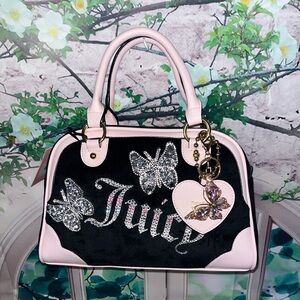 JUICY COUTURE Butterfly Lovers Ombré Rhinestone Bling Satchel Customized NWT